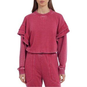 7 For All Mankind Ruffle Cropped Sweatshirt Top XS